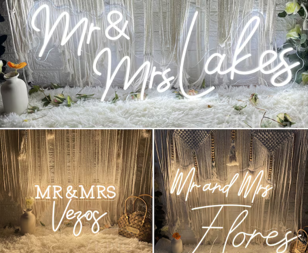 Custom Neon Sign Wedding Mr and Mrs Name Sign