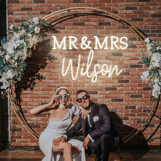 Custom Neon Sign Wedding Mr and Mrs Name Sign