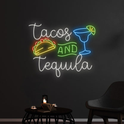 Neon Sign Mexican Tacos And Tequila