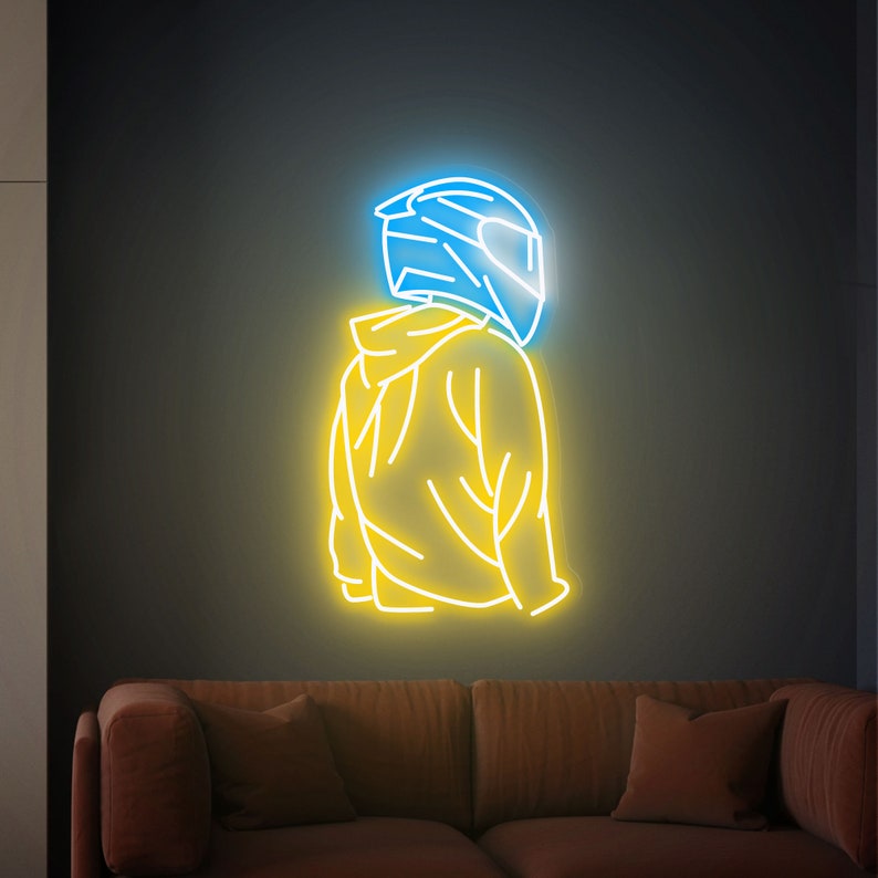 Neon Sign Motorcyclist Helmet