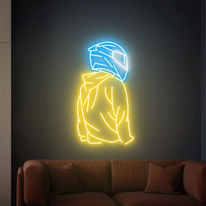 Neon Sign Motorcyclist Helmet