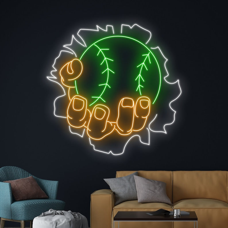 Neon Sign Baseball Sport Fan Game