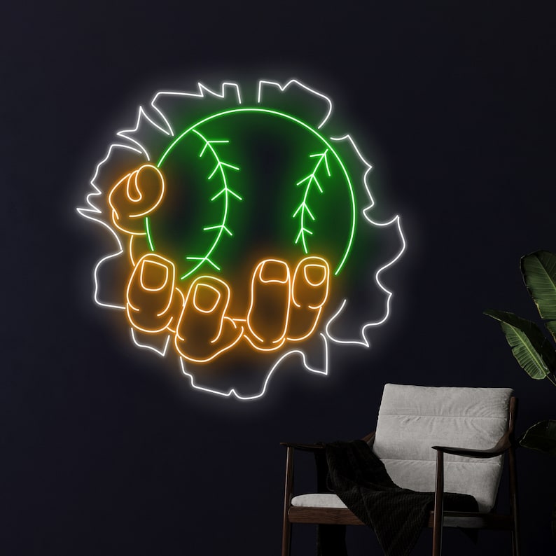 Neon Sign Baseball Sport Fan Game