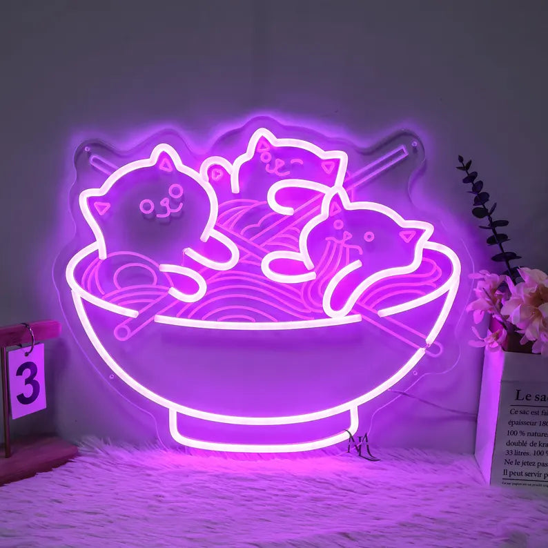 Ramen Cat Neon Sign Japanese Decor