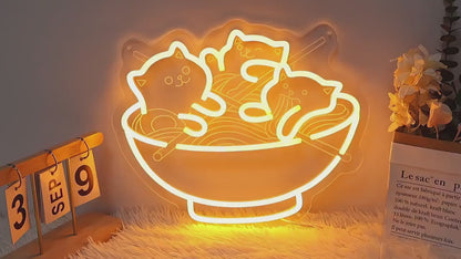 Ramen Cat Neon Sign Japanese Decor