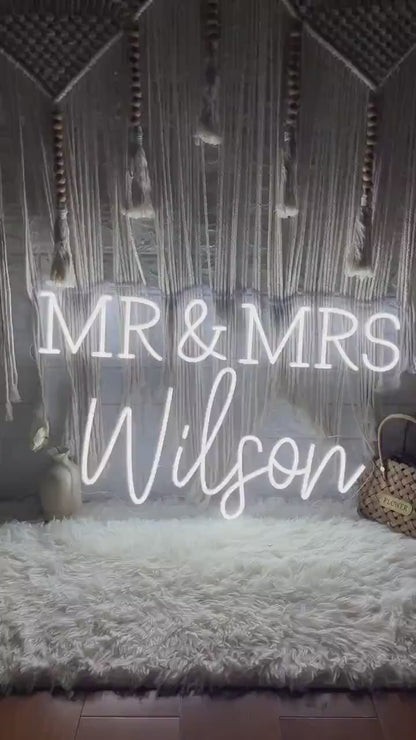 Custom Neon Sign Wedding Mr and Mrs Name Sign